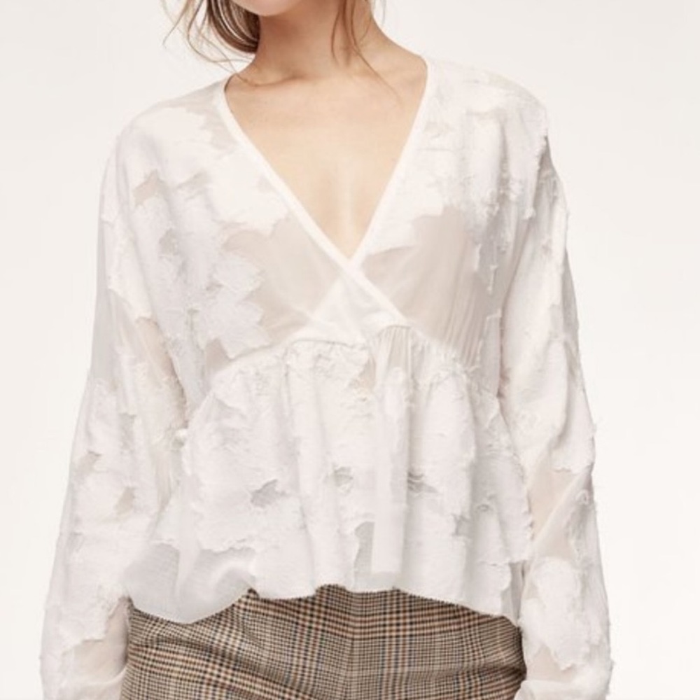 White Wilfred Aritzia Lace Blouse XS